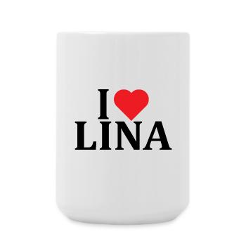 Name T-Shirt I love Lina T-Shirt Geschenkidee - Große Tasse 440 ml - Weiß - Vorne