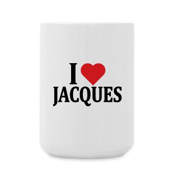 t-shirt J’aime Jacques idée cadeau t-shirt - Grande tasse 440 ml - blanc - Devant