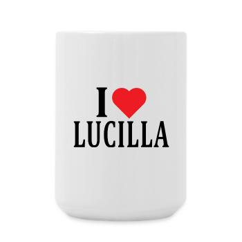 t-shirt J’adore Lucilla idée cadeau t-shirt - Grande tasse 440 ml - blanc - Devant