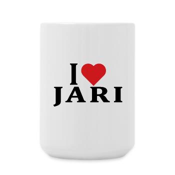 name t-shirt I love Jari t-shirt gift idea - Large Mug 440 ml - white - Front