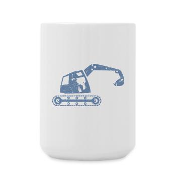 Excavators, excavator operators, construction equipment operators – - Large Mug 440 ml - white - Front