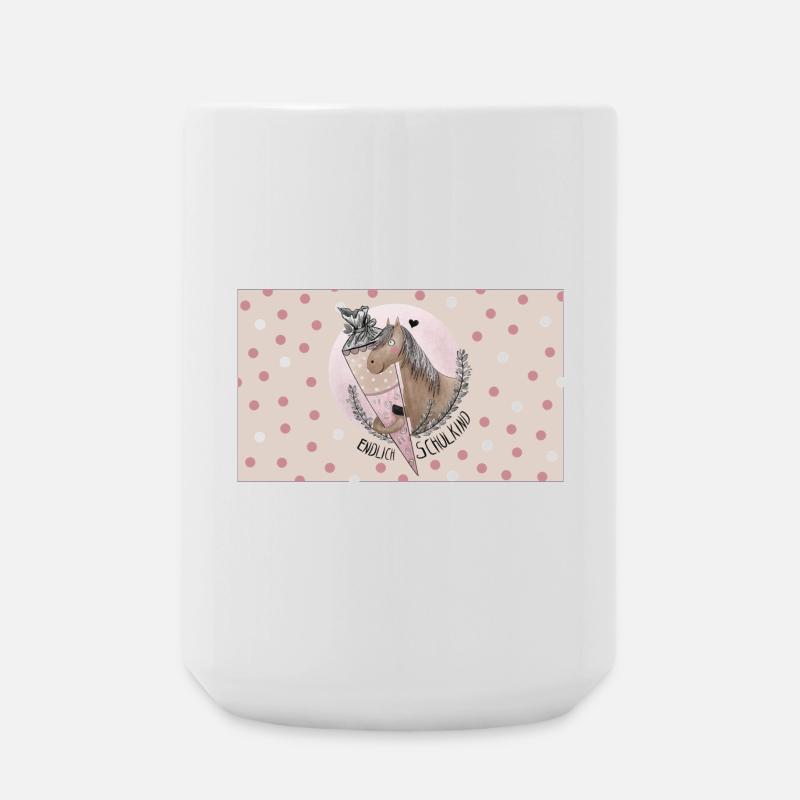 Endlich SCHULKIND Pferd mit Schultüte Rosa - Große Tasse 440 ml - Weiß