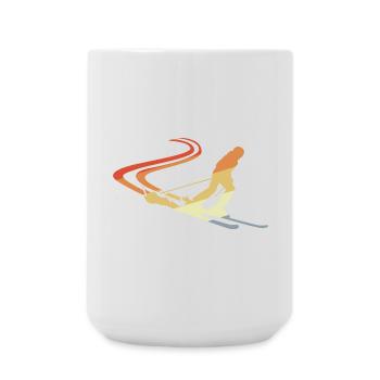 Funny Skier Drawing - Large Mug 440 ml - white - Front