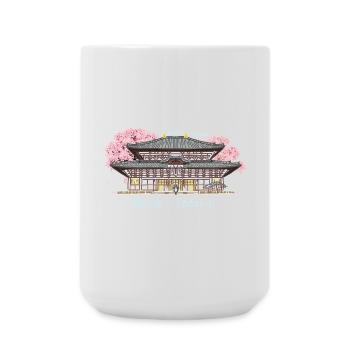 Nara Todai-ji, Patrimoine de l’Humanité, Temple au Japon Dessin - Grande tasse 440 ml - blanc - Devant