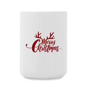 Joyeux Noël - Lettrage avec bois de cerf - Grande tasse 440 ml - blanc - Devant