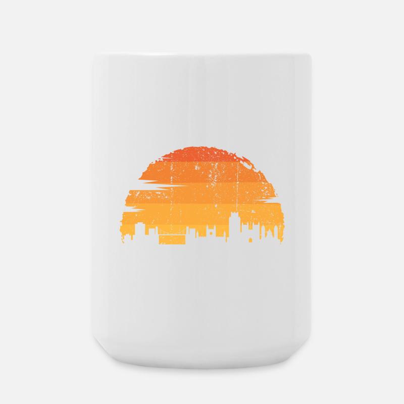 Sunset City Skyline Silhouette - Large Mug 440 ml - white