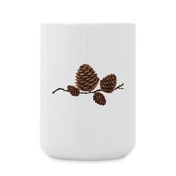 Wunderschöne Lärchenzapfen auf einem Zweig - Große Tasse 440 ml - Weiß - Vorne