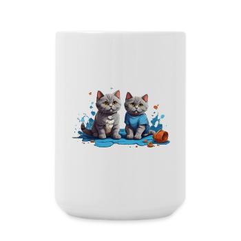 Cat Lovers in Blue Puddle - Large Mug 440 ml - white - Front