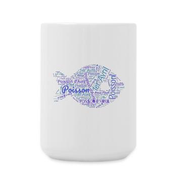 POISSON. POISSON D'AVRIL - Grande tasse 440 ml - blanc - Devant