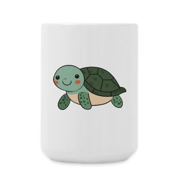 Tortue heureuse mignonne - dessin animé adorable et joyeux - Grande tasse 440 ml - blanc - Devant