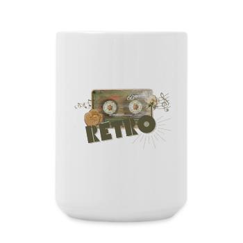 Retro Cassette Collage - Large Mug 440 ml - white - Front