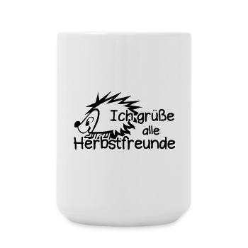 Herbstfreunde Herbst Igel Spruch Geschenk lustig - Große Tasse 440 ml - Weiß - Vorne