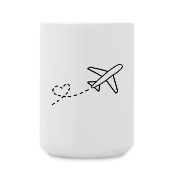 Heart and plane - Large Mug 440 ml - white - Front