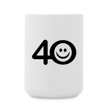 Zum Vierzigsten: 40 mit Lächel-Emoticon - Große Tasse 440 ml - Weiß - Vorne
