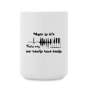 Music is life, piano, pianist, keyboard # - Large Mug 440 ml - white - Front