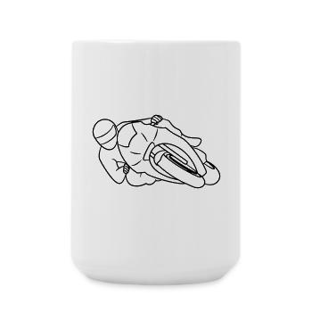 Motorbike Racer Hanging Off - Front View, dark - Large Mug 440 ml - white - Front