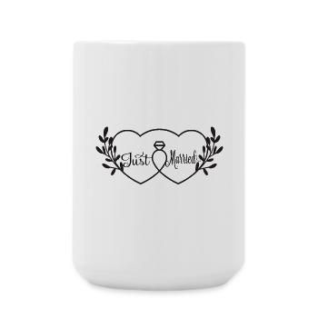 Intertwined Hearts & Ring - Just Married - Large Mug 440 ml - white - Front