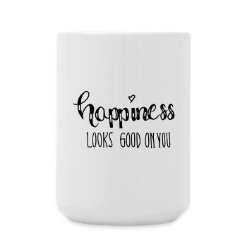 Le bonheur vous va bien - Grande tasse 440 ml - blanc - Devant
