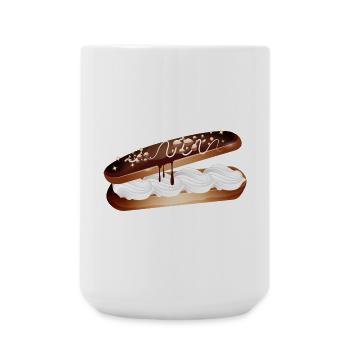 Illustration of a stuffed éclair with cream - Large Mug 440 ml - white - Front