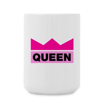 Queen mit Krone / 3 Farben - Große Tasse 440 ml - Weiß - Vorne