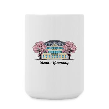 Bonn Old Post Office, Cherry Tree Blossoms, Germany - Large Mug 440 ml - white - Front