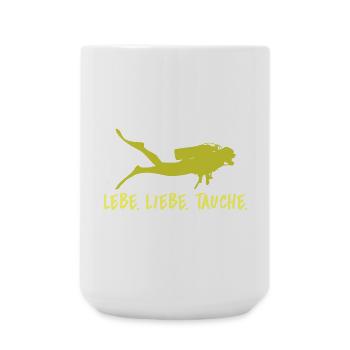Lebe Liebe Tauchen Taucher Geschenk Tauchsport - Große Tasse 440 ml - Weiß - Vorne