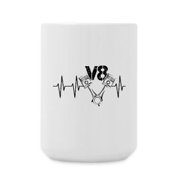 v8 engine pulse cars piston heartbeat tuning icon - Large Mug 440 ml - white - Front