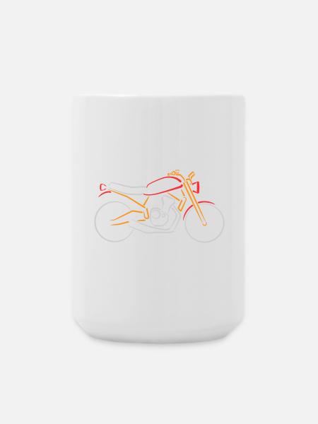 Motorrad Classic-Bike Konturen mehrfarbig - Große Tasse 440 ml - Weiß