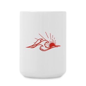 Die Wellen und die rote Sonne - Große Tasse 440 ml - Weiß - Vorne