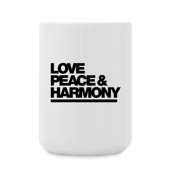 Typo Love Peace Harmony 1C - Große Tasse 440 ml - Weiß - Vorne