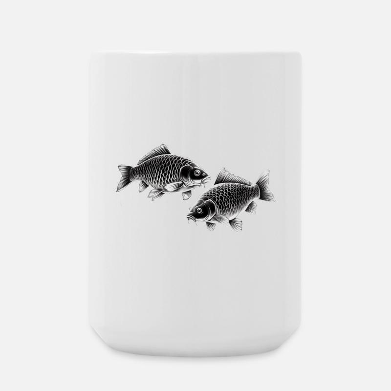 Carp chalk drawing - Large Mug 440 ml - white