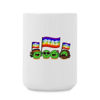 Peas & Love – Funny Hippie Pun Design - Large Mug 440 ml - white - Front