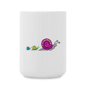 Schneckenfamilie Comic - Große Tasse 440 ml - Weiß - Vorne