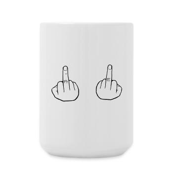 Mittelfinger, doppelter Stinkefinger - Große Tasse 440 ml - Weiß - Vorne