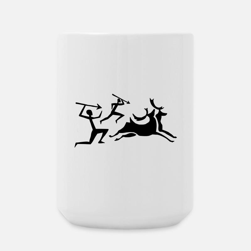 Cave painting hunter - Large Mug 440 ml - white