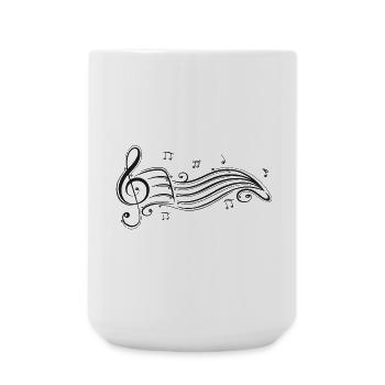 Clef with sheet music and music notes. - Large Mug 440 ml - white - Front