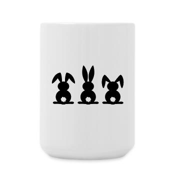 Rabbit silhouette. Happy Easter or Easter party. Egg. - Large Mug 440 ml - white - Front