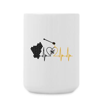 Bee, honey, pulse, honey bee, beekeeper, honeycomb - Large Mug 440 ml - white - Front