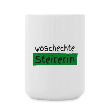 Woschechte Steirerin, Steiermark, Mundart, Dialekt - Große Tasse 440 ml - Weiß - Vorne