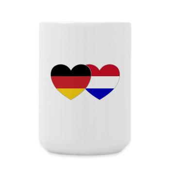 Deutschland Holland Flagge Herz - Große Tasse 440 ml - Weiß - Vorne
