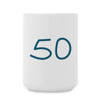 50e anniversaire cinquante numéro bleu - Grande tasse 440 ml - blanc - Devant