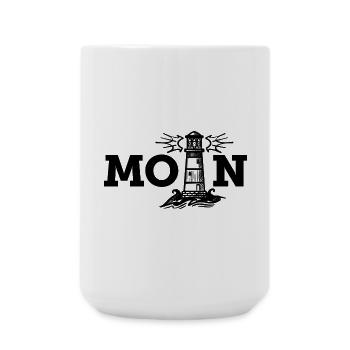 Moin (Typo/Leuchtturm - Große Tasse 440 ml - Weiß - Vorne