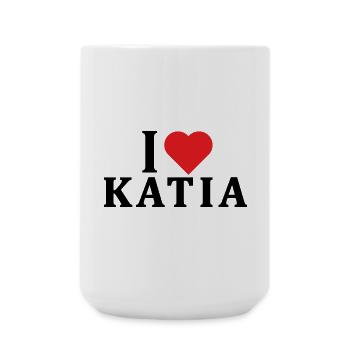 t-shirt J’aime Katia idée cadeau t-shirt - Grande tasse 440 ml - blanc - Devant