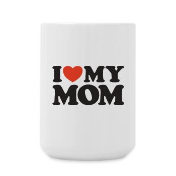 I love my Mom Heart Shirt - Large Mug 440 ml - white - Front