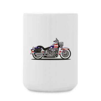 American Patriot Motorcycle with Flag - Large Mug 440 ml - white - Front