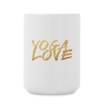 Yoga Love Gold Meditation Handschrift Graffiti om - Große Tasse 440 ml - Weiß - Vorne