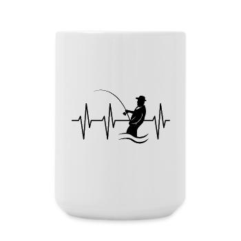 heartbeat angler pulse ecg fishing symbol lake fish - Large Mug 440 ml - white - Front