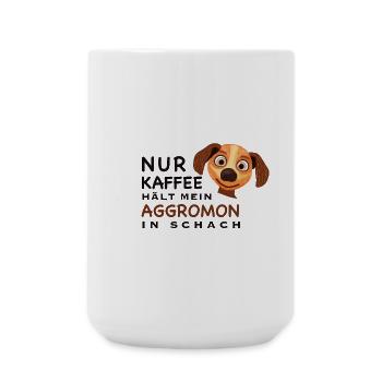 Lustiger Spruch, Kaffee hält Aggromon in Schach - Große Tasse 440 ml - Weiß - Vorne