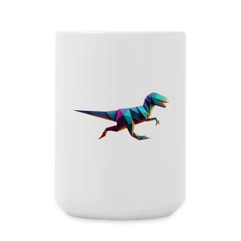 Dinosaur Raptor T-Rex Origami Geometric 3D - Large Mug 440 ml - white - Front