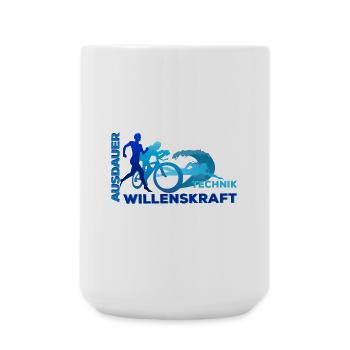 Triathlon - Ausdauer - Technik - Willenskraft - Große Tasse 440 ml - Weiß - Vorne